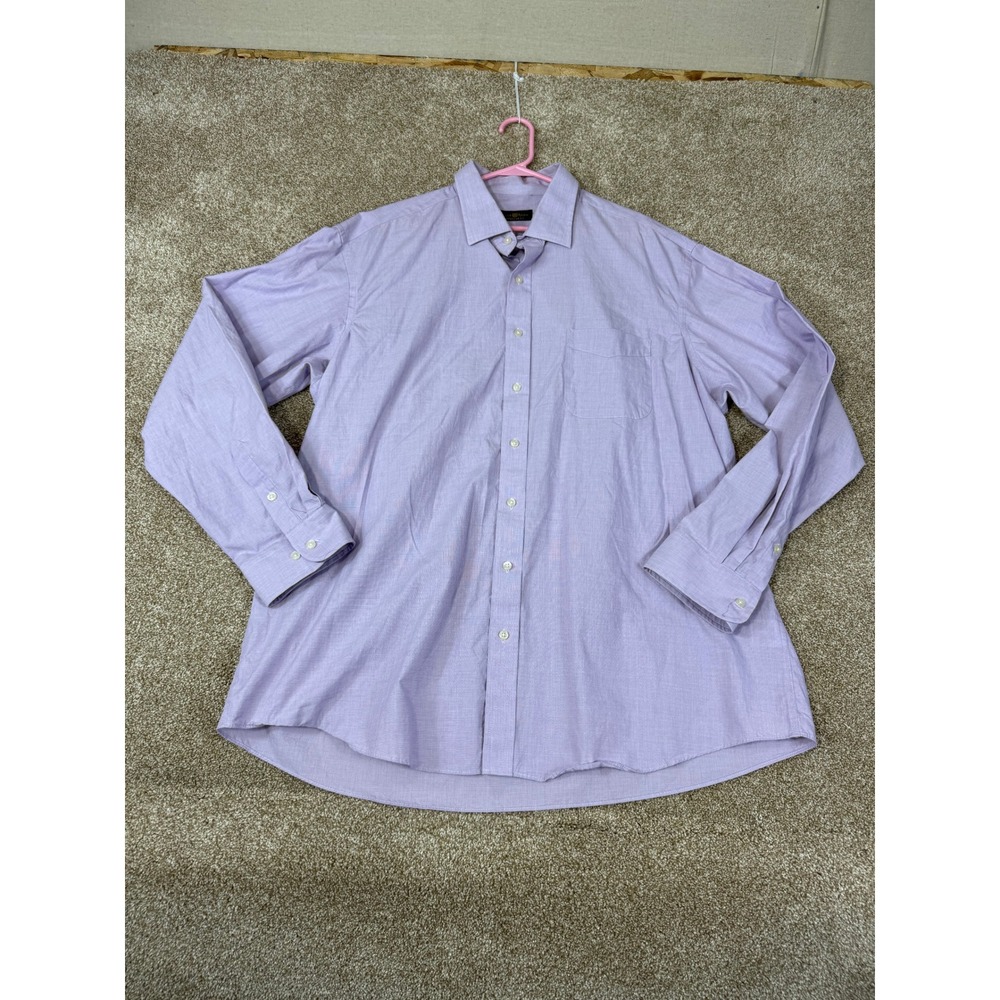 Club Room Mens Regular Fit Dress Shirt Light Purple 100% Cotton 18 36/37 Dress